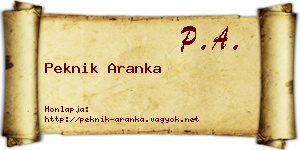 Peknik Aranka névjegykártya